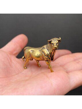 Brass Cow Totem Figurine Spirit Animal Desk Decor Sacred Feminine Symbol Gift